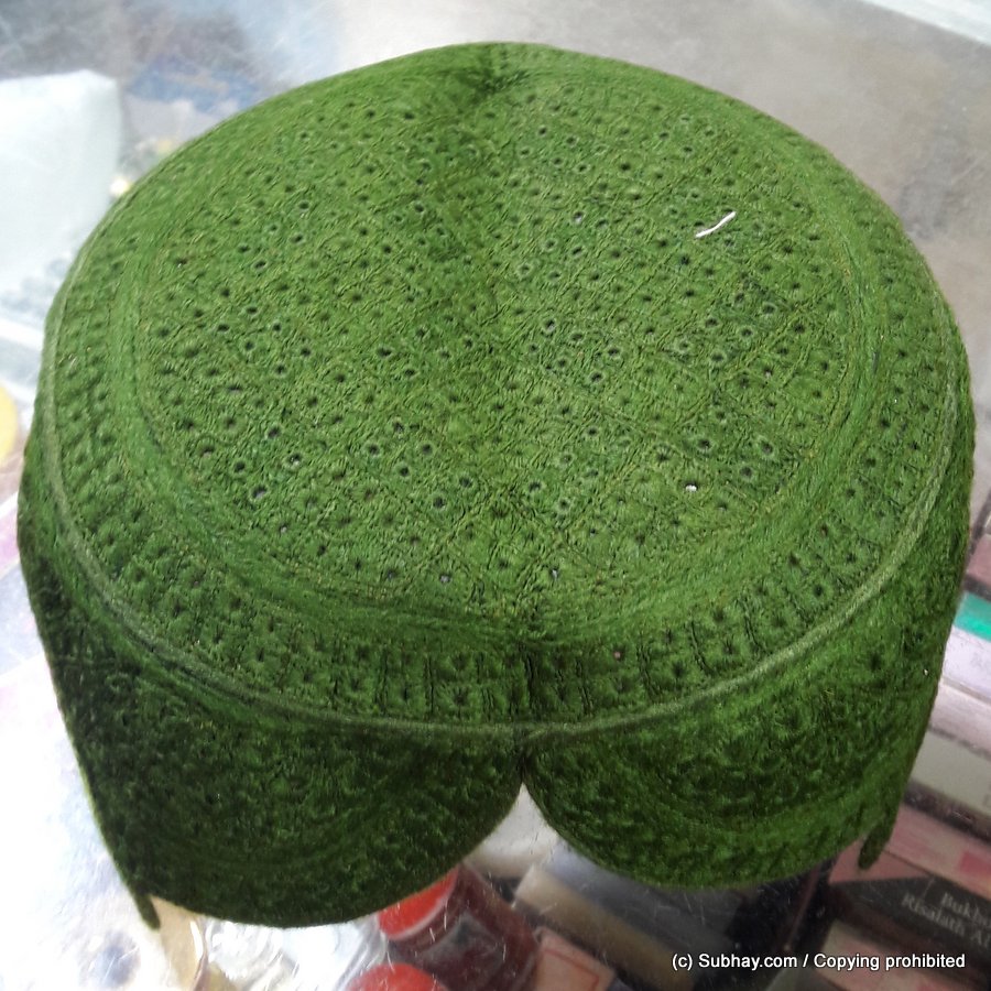 Green Light Weight Jamali / Saeedabad Cap / Topi (Hand Made) MKC-419